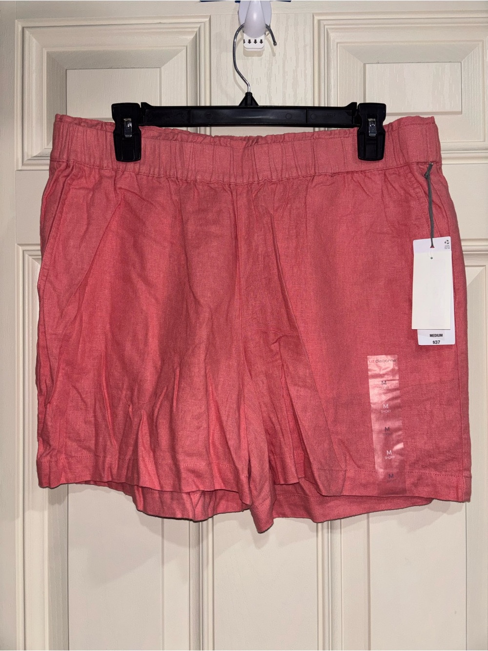 Liz Claiborne Coral Pink High-Waist Linen-Blend Shorts